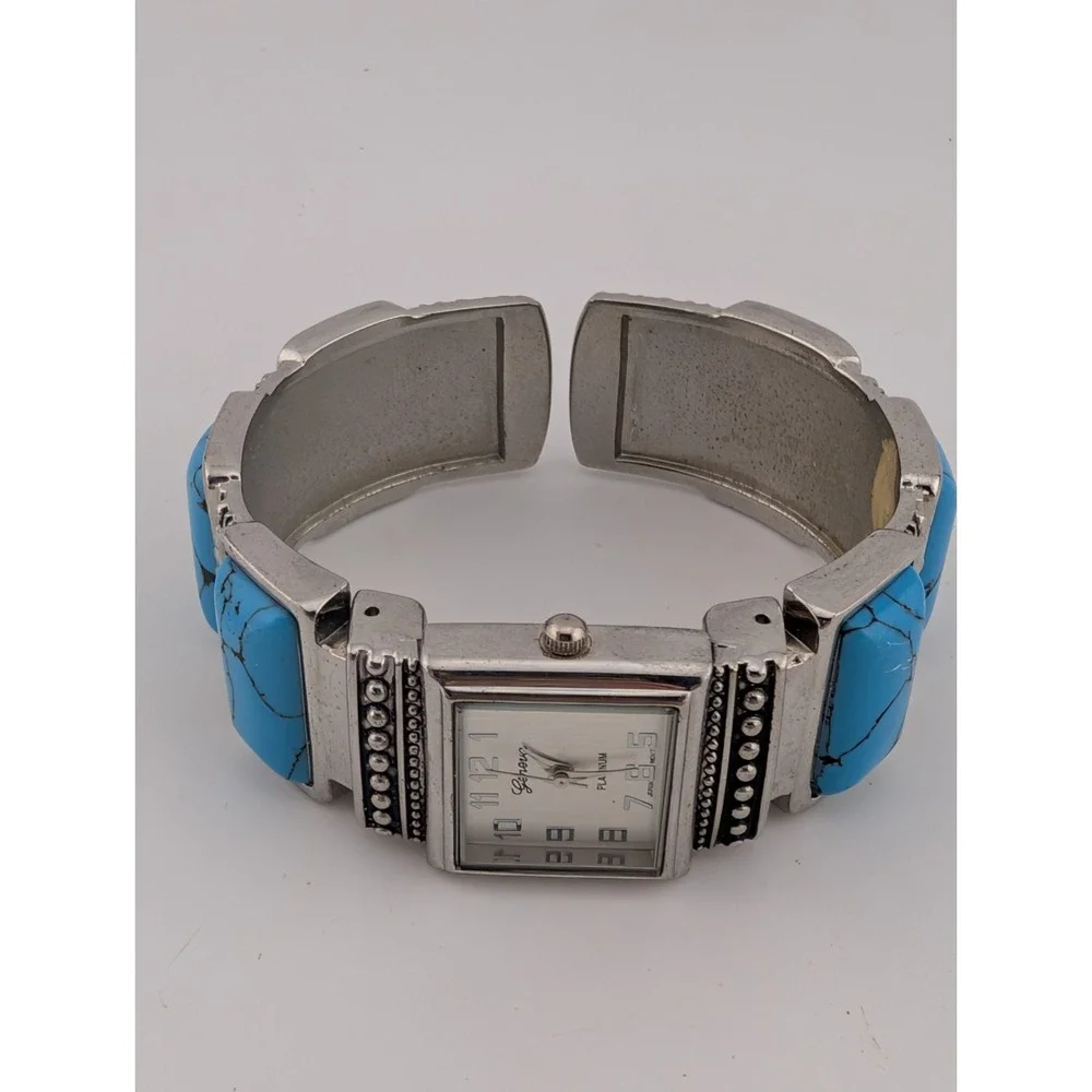 Geneva Platinum Women's Southwest Turquoise Watch Bangle Band- New Battery